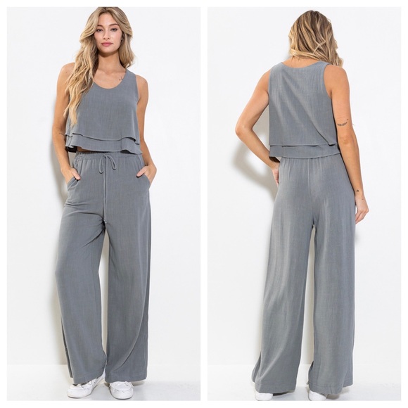 36 Linen Sleeveless Top and Pants Set - Picture 2 of 5